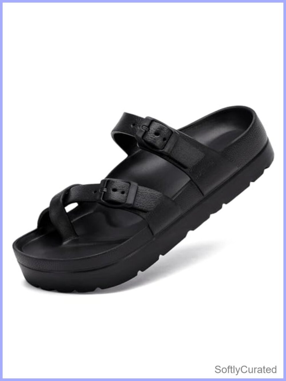 Womens Platform Slide Sandals Arch Support Adjustable Buckle EVA